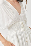 Smocked Waist with Tassel Strap Dress - Rosa Apparel