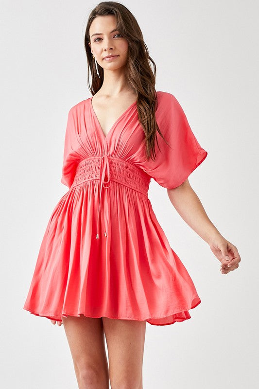 Smocked Waist with Tassel Strap Dress - Rosa Apparel