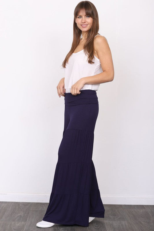 Solid Tiered Wide Leg Pants by EG Fashion - Rosa Apparel