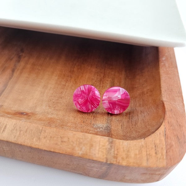 Sophie Studs - Raspberry Circle-Shaped Earrings - Rosa Apparel