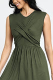 Stylish Sleeveless Cross-Over Bodice V-Neck Midi Dress by EG Fashion - Rosa Apparel