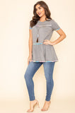 Tiered Tie Dye Accent Short Sleeves Tunic by EG Fashion - Rosa Apparel