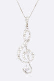 Treble Clef Cubic Zirconia Pendant Necklace - Rosa Apparel