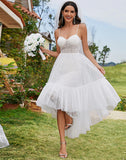 Tulle Sweetheart Spaghetti Strap High Low Wedding Dresses - Rosa Apparel