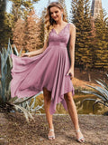 V-neck Lace Chiffon Prom Dress - Rosa Apparel