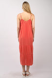 VERY J Ruffled A-Line Tiered Cotton Sleeveless Midi Cami Dress - Rosa Apparel