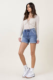 Vibrant M.I.U. Denim Shorts with Pin Tuck Detail - Rosa Apparel