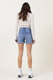 Vibrant M.I.U. Denim Shorts with Pin Tuck Detail - Rosa Apparel