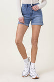 Vibrant M.I.U. Denim Shorts with Pin Tuck Detail - Rosa Apparel