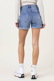 Vibrant M.I.U. Denim Shorts with Pin Tuck Detail - Rosa Apparel