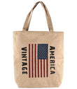 Vintage American Flag 4th of July Straw Tote Bag - Rosa Apparel