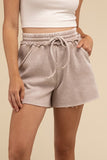 Zenana Acid Wash Fleece Drawstring Shorts with Pockets - Rosa Apparel