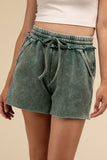 Zenana Acid Wash Fleece Drawstring Shorts with Pockets - Rosa Apparel