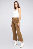 Zenana Acid Wash Frayed Cutoff Hem Straight Wide Jeans Pants - Rosa Apparel