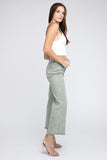 Zenana Acid Wash Frayed Cutoff Hem Straight Wide Jeans Pants - Rosa Apparel