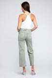 Zenana Acid Wash Frayed Cutoff Hem Straight Wide Jeans Pants - Rosa Apparel