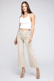 Zenana Acid Wash Frayed Cutoff Hem Straight Wide Jeans Pants - Rosa Apparel