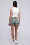 Zenana Acid Washed Frayed Cutoff Hem Shorts - Rosa Apparel