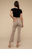 Zenana Acid Washed High Waist Distressed Straight Jeans Pants - Rosa Apparel