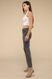 Zenana Acid Washed High Waist Distressed Straight Jeans Pants - Rosa Apparel