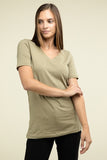 Zenana Casual Cotton V-Neck Short Sleeve T-Shirts - Rosa Apparel