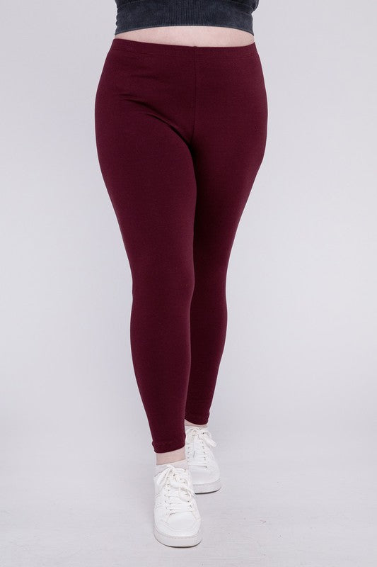 Zenana Casual Plus Premium Cotton Full Length Fitted Leggings - Rosa Apparel