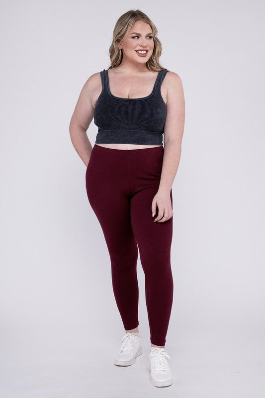 Zenana Casual Plus Premium Cotton Full Length Fitted Leggings - Rosa Apparel