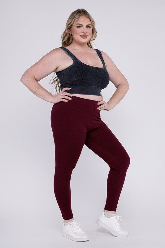 Zenana Casual Plus Premium Cotton Full Length Fitted Leggings - Rosa Apparel