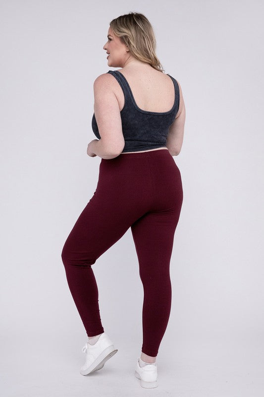 Zenana Casual Plus Premium Cotton Full Length Fitted Leggings - Rosa Apparel