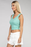 Zenana Casual Ribbed Scoop Neck Cropped Sleeveless Top - Rosa Apparel