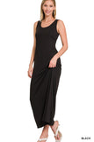 Zenana Casual Sleeveless Flared Scoop Neck Relaxed Maxi Dress - Rosa Apparel