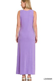 Zenana Casual Sleeveless Flared Scoop Neck Relaxed Maxi Dress - Rosa Apparel