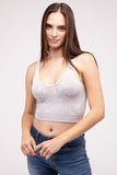 Zenana Casual Washed Ribbed Cropped V-Neck Sleevless Tank Top - Rosa Apparel