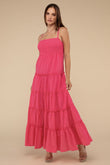 Zenana Casual Woven Smocked Top Tiered Cami Regular Maxi Dress - Rosa Apparel