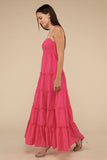 Zenana Casual Woven Smocked Top Tiered Cami Regular Maxi Dress - Rosa Apparel