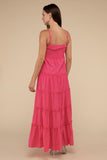 Zenana Casual Woven Smocked Top Tiered Cami Regular Maxi Dress - Rosa Apparel