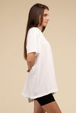 Zenana Cotton Drop Shoulder Round Neck  Hip Length Oversized Top - Rosa Apparel