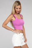 Zenana Cotton Square Neck Cropped Cami Top - Rosa Apparel