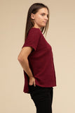 Zenana Dolman Short Sleeve Jacquard Sweater - Rosa Apparel