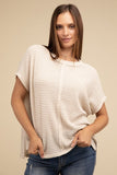 Zenana Dolman Short Sleeve Jacquard Sweater - Rosa Apparel