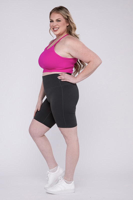 Zenana Plus Athletic High Rise Biker Shorts - Rosa Apparel