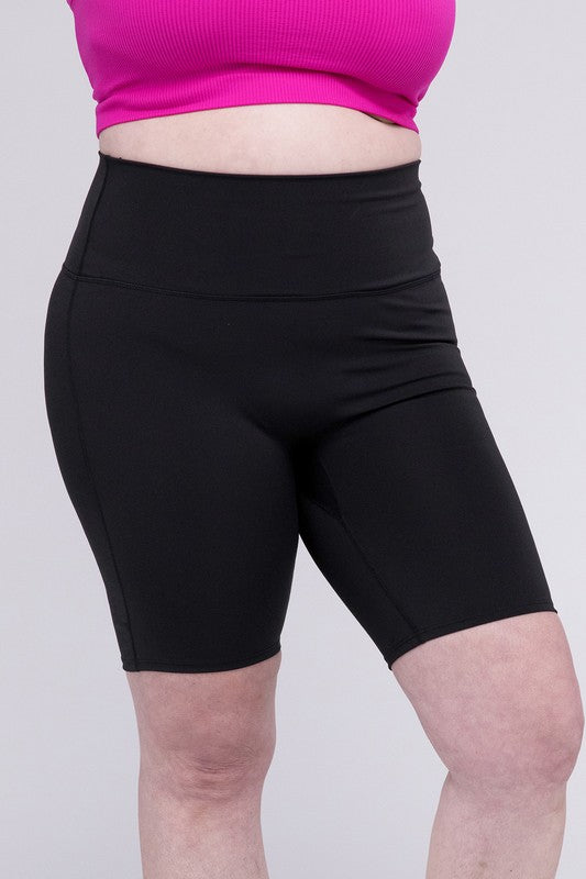 Zenana Plus Athletic High Rise Biker Shorts - Rosa Apparel