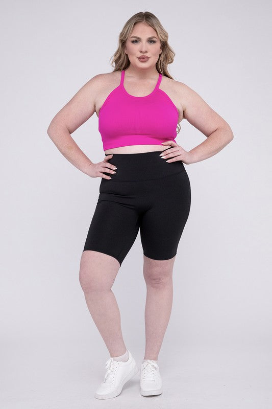 Zenana Plus Athletic High Rise Biker Shorts - Rosa Apparel