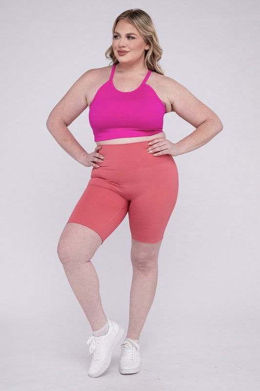 Zenana Plus Athletic High Rise Biker Shorts - Rosa Apparel