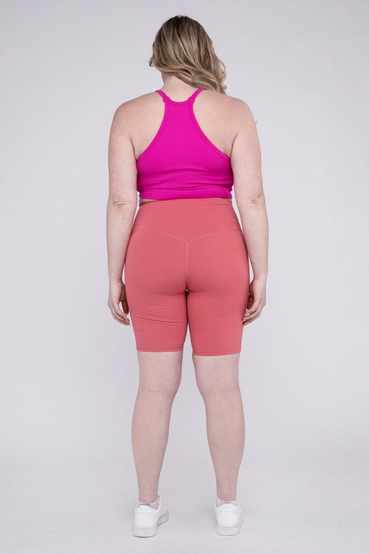 Zenana Plus Athletic High Rise Biker Shorts - Rosa Apparel