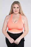 Zenana Plus Ribbed Cropped Racerback V-Neck Tank Top - Rosa Apparel