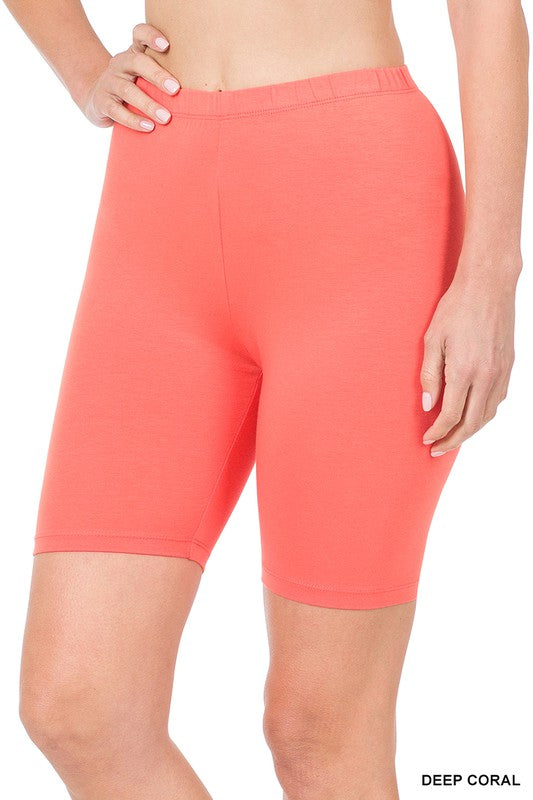 Zenana Premium Cotton Activewear Confort Biker Shorts - Rosa Apparel