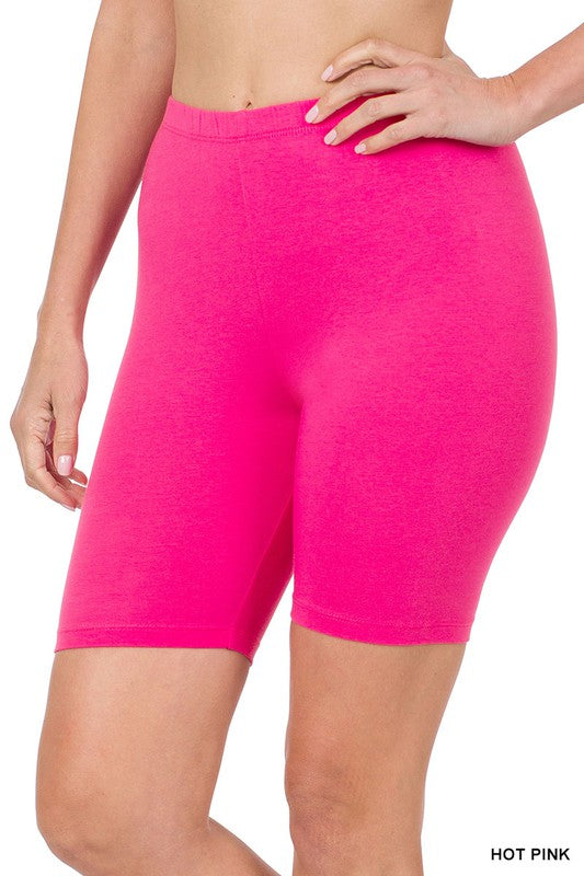 Zenana Premium Cotton Activewear Confort Biker Shorts - Rosa Apparel