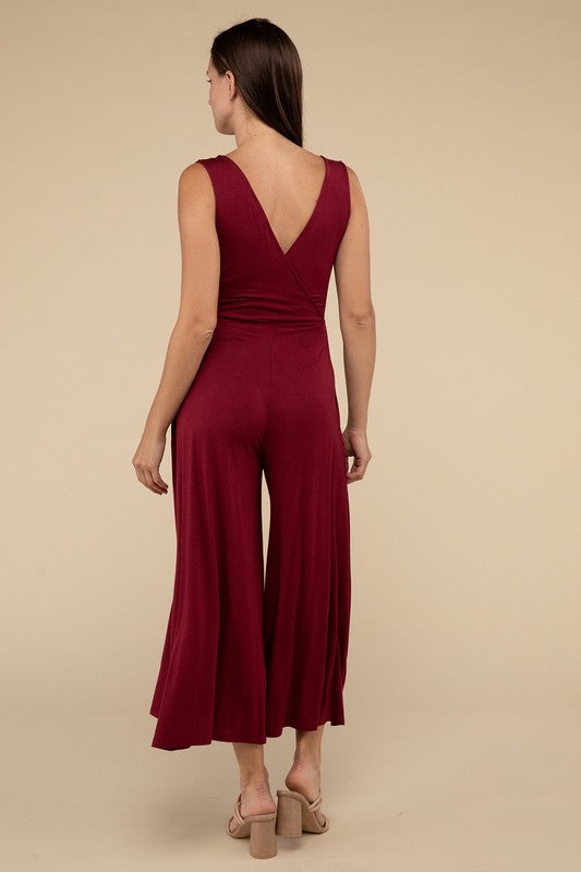 Zenana Surplice Neckline Sleeveless Jumpsuit - Rosa Apparel