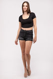 Zenana Washed Black Cuffed Raw Hem Denim Shorts - Rosa Apparel